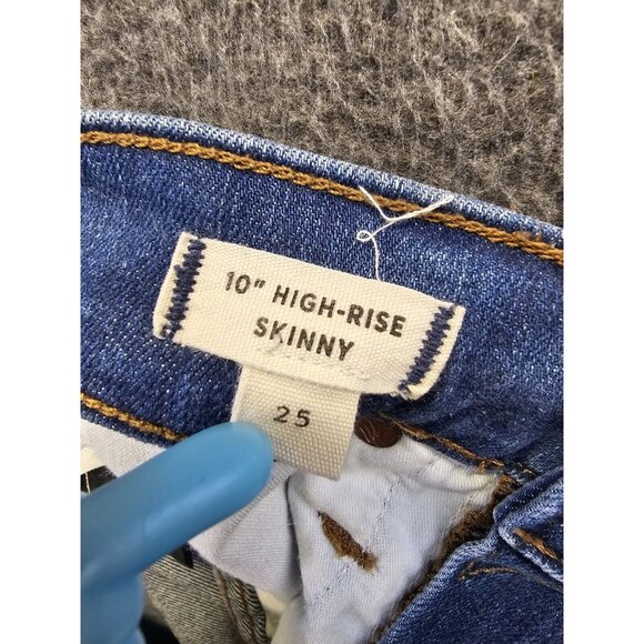 Madewell Jeans Womens Size 25 Blue 10" High Rise Skinny Button Fly Raw Hem - Picture 7 of 13